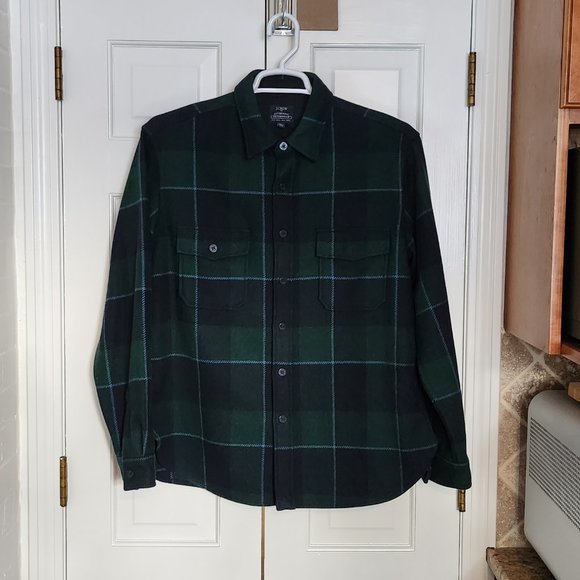 J Crew Wool Shirt - Large - Navy Green Blue Plaid - Picture 14 of 14